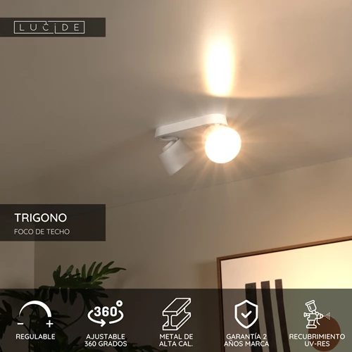 Lucide TRIGONO - Foco de techo - 2xGU10 - Blanco - USP